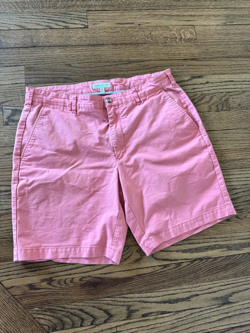 Peter Millar Pink Flat Front Cotton Chino Shorts for Men